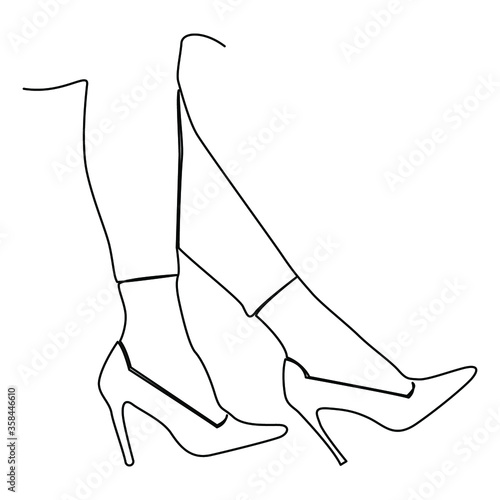 one line continuous drawing feet wearing a pair of high heel