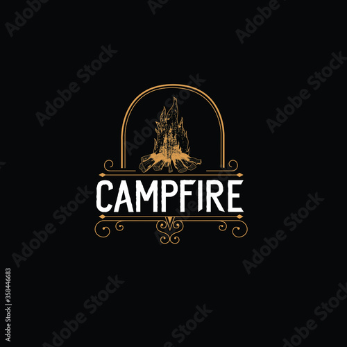 campfire logo vintage style vector design