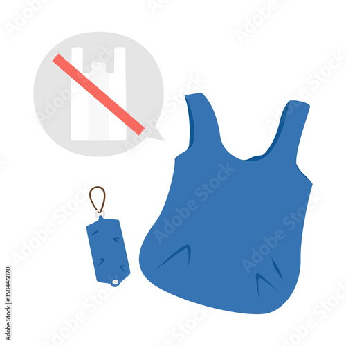 レジ袋有料化で携帯エコバッグを持ち歩くイメージイラスト。