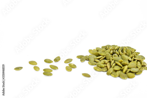 Pumpkin seeds isolated on white background