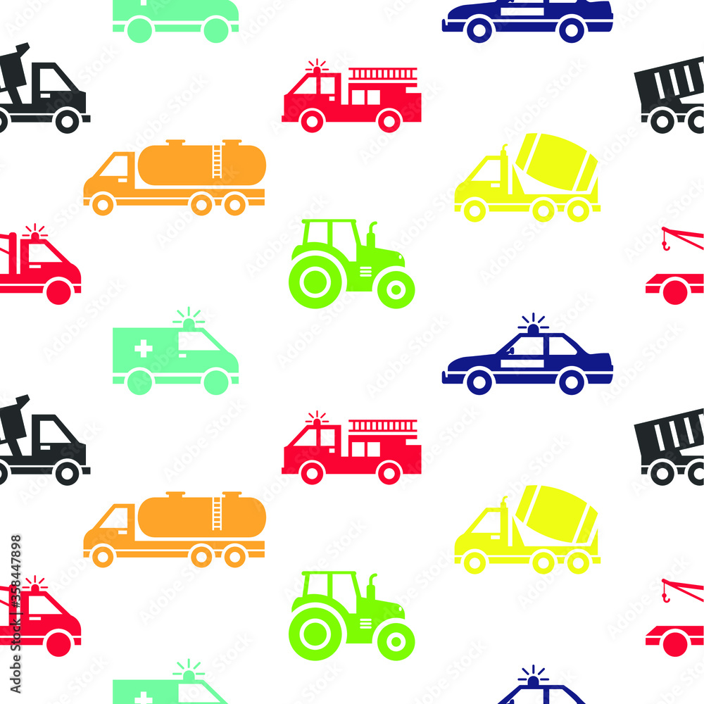Seamless pattern with colorful cars with white background Seamless pattern with colorful cars with white background
