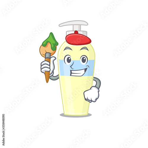 An artistic serum artist mascot design paint using a brush