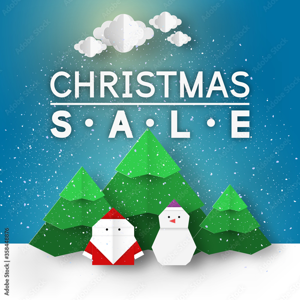 Christmas Sale paper banner. Christmas Sale paper banner.