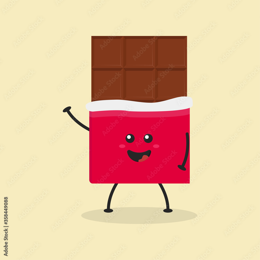 Cute Flat Cartoon Chocolate Bar Illustration. Vector illustration of ...