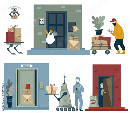 Delivery during coronavirus outbreak, lockdown and quarantine set