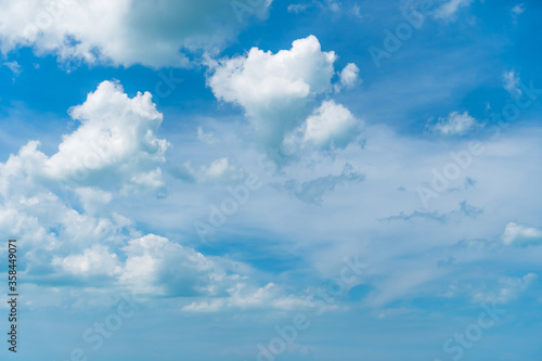 Copy space summer blue sky and white cloud background.