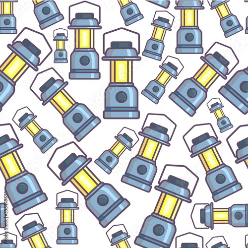 Kerosine lantern or lamp, vintage light seamless pattern