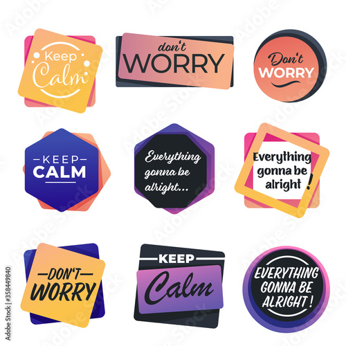 Keep calm and don't worry encouragement slogans seamless pattern