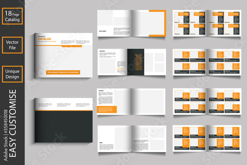 Business brochure template layout design, 16 pages brochure, annual report minimal template layout design, orange minimal business profile template layout, editable brochure template layout. 