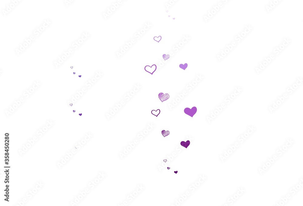 Light Purple, Pink vector background with hearts. Light Purple, Pink vector background with hearts.