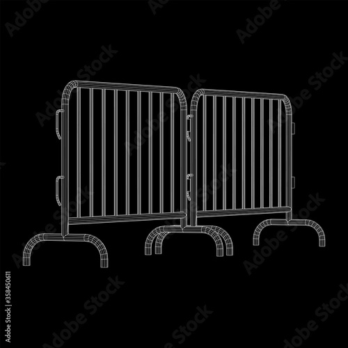 Police riot fence. Wireframe low poly mesh vector illustration.