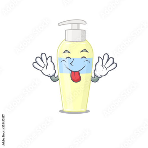 Funny serum cartoon design with tongue out face