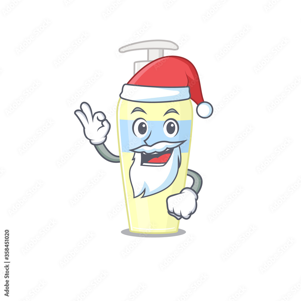 cartoon character of serum Santa having cute ok finger