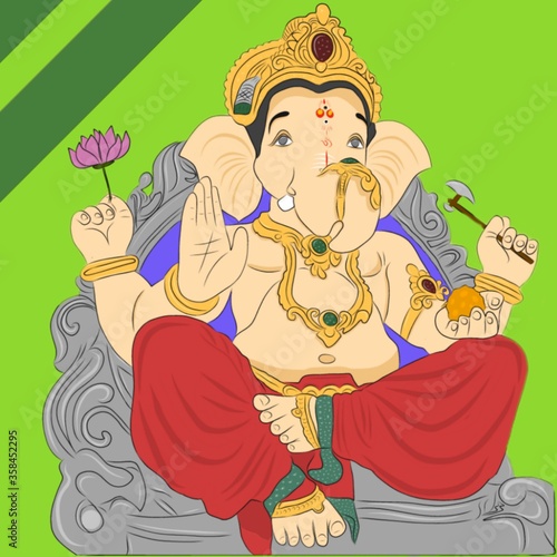 Obraz na plátně Ganesha also called Ganapati, elephant-headed Hindu god of beginnings, who is traditionally worshipped before any major enterprise and is the patron of intellectuals, bankers, scribes, and authors