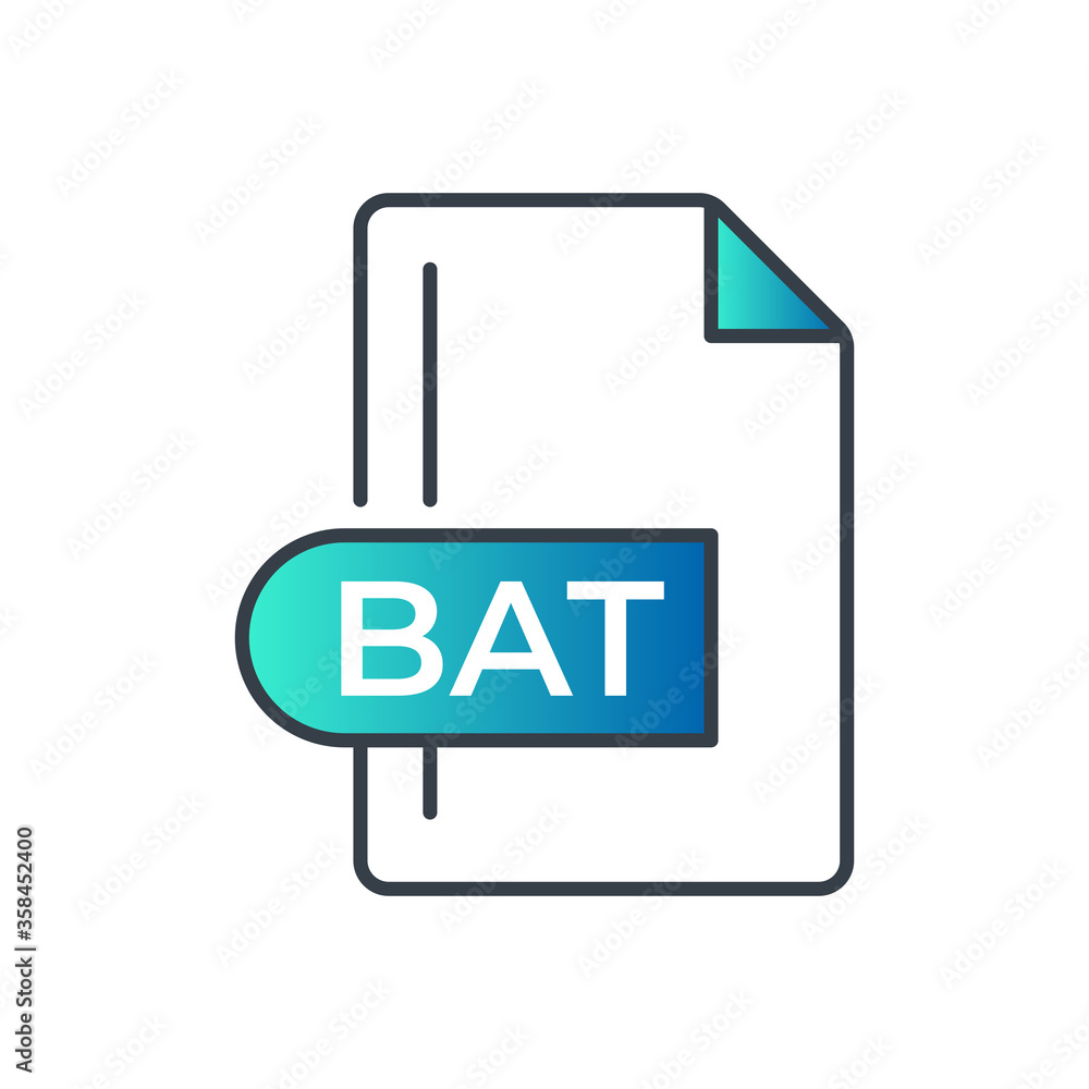 BAT File Format Icon. Batch file format extension gradiant icon. BAT File Format Icon. Batch file format extension gradiant icon.
