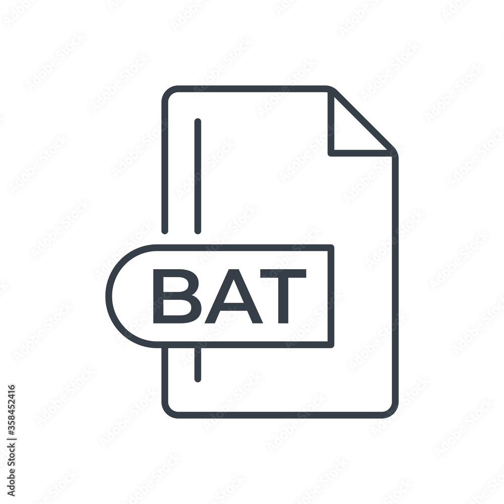 BAT File Format Icon. Batch file format extension line icon. BAT File Format Icon. Batch file format extension line icon.