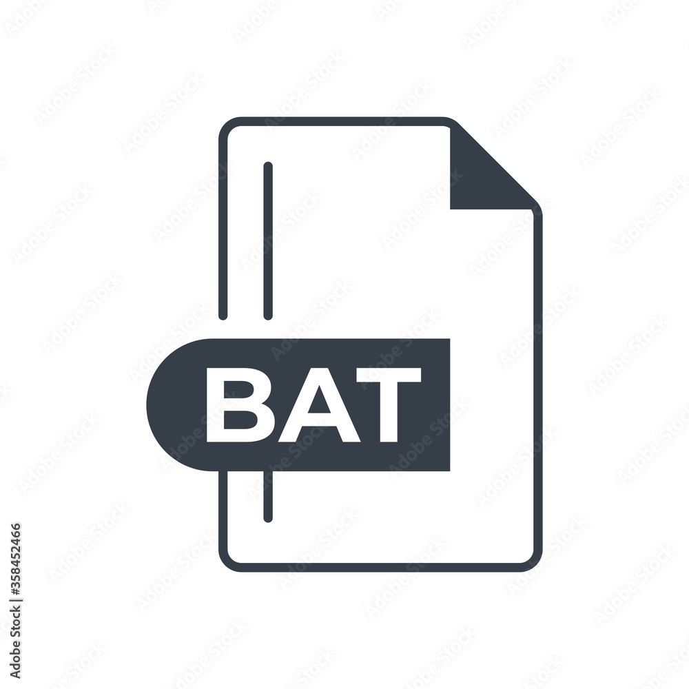 BAT File Format Icon. Batch file format extension line icon. BAT File Format Icon. Batch file format extension line icon.