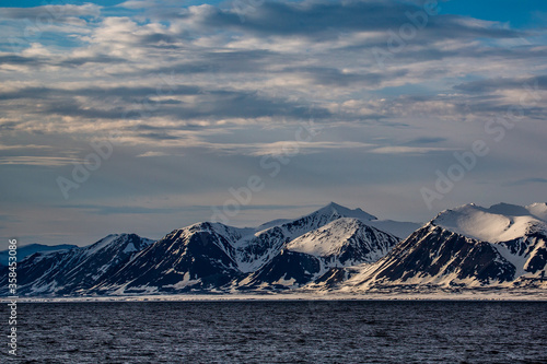 norway landscape ice nature of the glacier mountains of Spitsbergen Longyearbyen Svalbard arctic ocean winter polar day sunset sky © vaclav