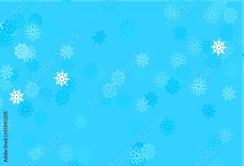 Light BLUE vector cover with beautiful snowflakes.