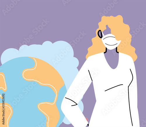 woman preventing the spread of viruses around the world