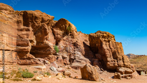 It's Red mountains in Petra (Rose City), Jordan. Petra is one of the New Seven Wonders of the World.