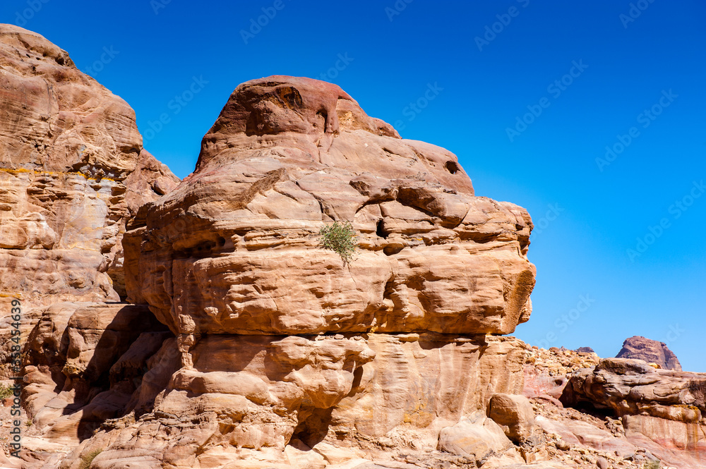 It's Nature and mountains in Petra (Rose City), Jordan. Petra is one of the New Seven Wonders of the World.