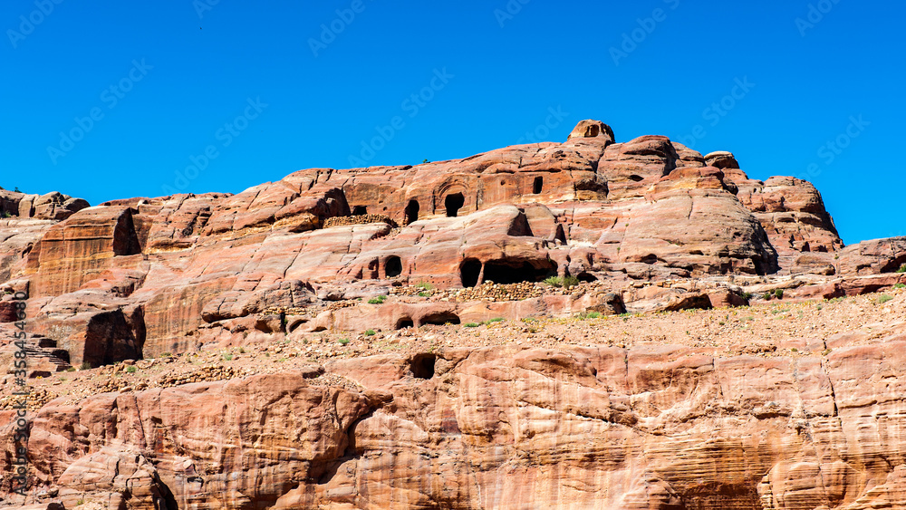 It's Nature and mountains in Petra (Rose City), Jordan. Petra is one of the New Seven Wonders of the World.