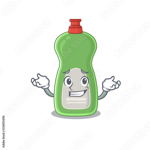 A sweet picture of grinning dishwashing liquid caricature design style