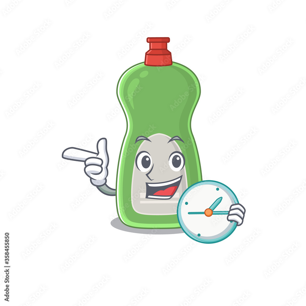 Φωτογραφία A picture of cheery dishwashing liquid holding a clock