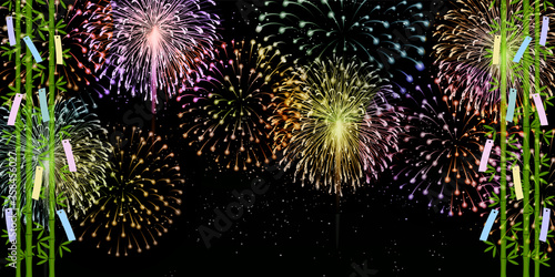 七夕　花火　笹　背景
