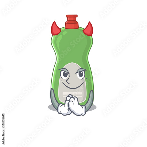 Dishwashing liquid clothed as devil cartoon character design on Halloween night