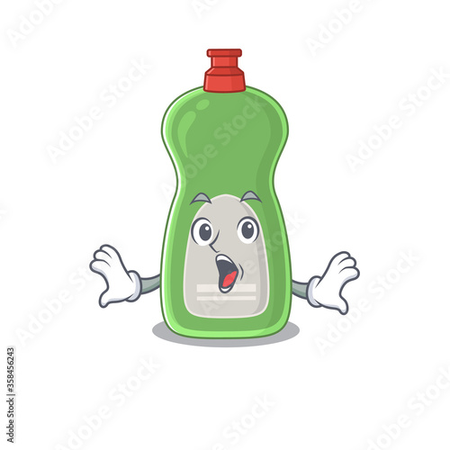 Dishwashing liquid mascot design concept showing a amazed gesture