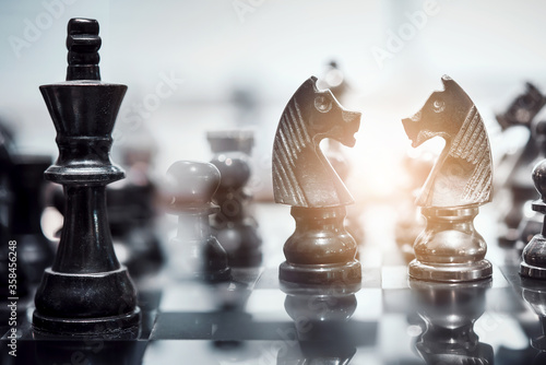 chess board game concept for ideas and competition and strategy, business success concept, business competition planing teamwork strategic concept.
