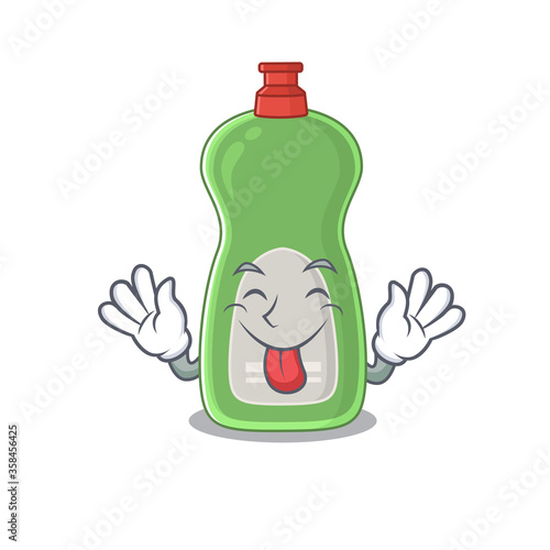 amusing dishwashing liquid cartoon picture style with tongue out face