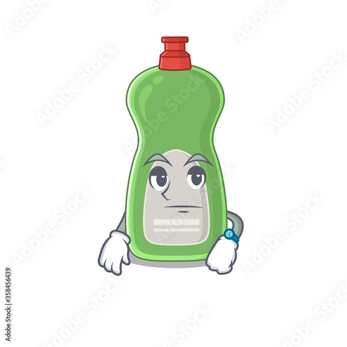 Mascot design style of dishwashing liquid with waiting gesture