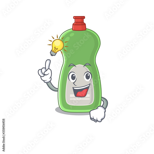 genius dishwashing liquid Mascot character has an idea gesture