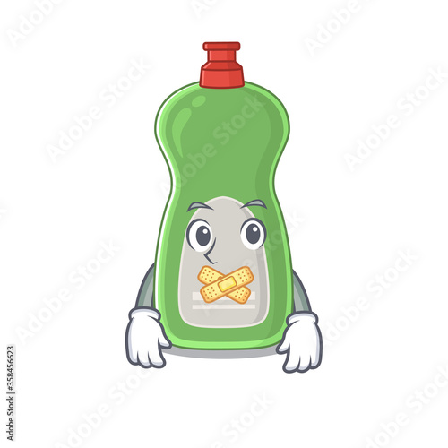 Dishwashing liquid cartoon character style having strange silent face