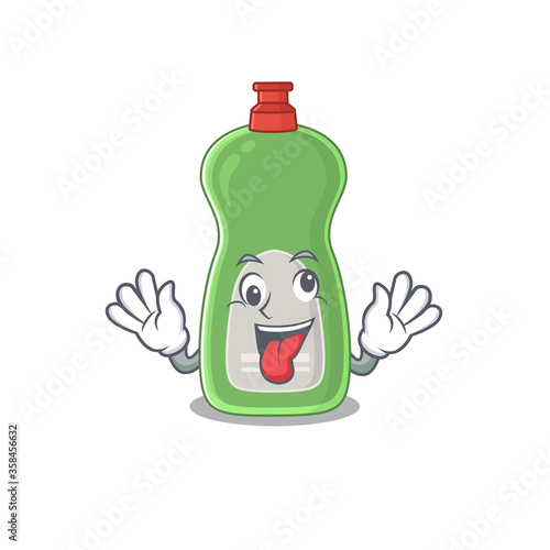 A mascot design of dishwashing liquid having a funny crazy face