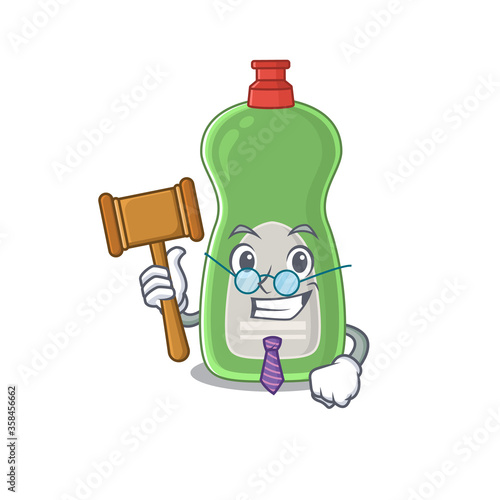 A judicious judge of dishwashing liquid caricature concept wearing glasses