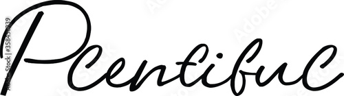 Plentiful quote. Modern calligraphy text. Vector hand-drawn illustration black and white