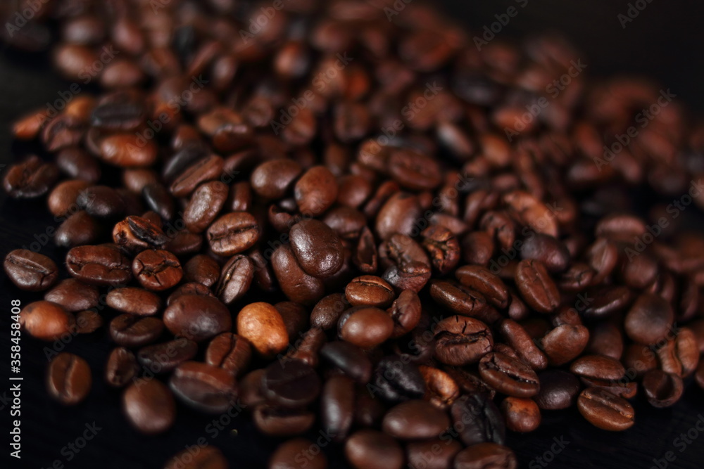 Fototapeta premium Coffee Beans at black background