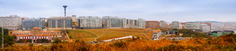 Panorama of houses at seaside  in A Coruna