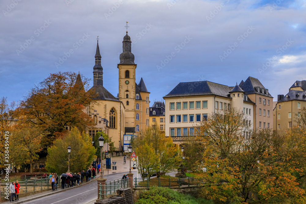 View of the old town of Luxembourg, UNESCO World Heritage Site, with its ancient wall