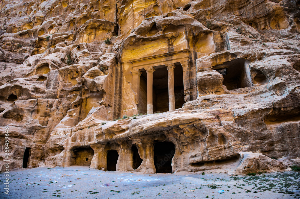 It's Nabataean delubrum of the Siq al-Barid (Little Petra) in Jordan. It's Nabataean delubrum of the Siq al-Barid (Little Petra) in Jordan.