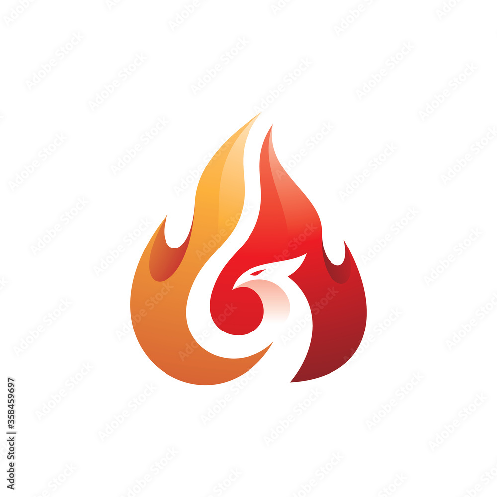 Bird and Fire Flame Phoenix Logo Illustration Bird and Fire Flame Phoenix Logo Illustration