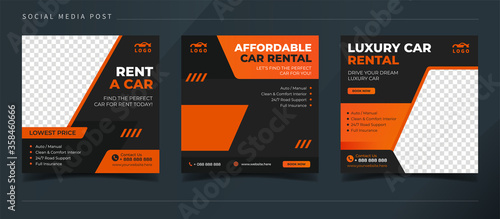 Rent a car banner for social media post template