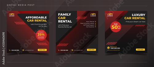 Family car rental banner for social media post template