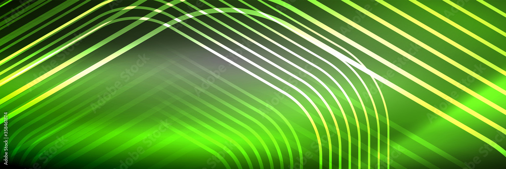 Shiny neon lines, stripes and waves, technology abstract background. Trendy abstract layout template for business or technology presentation, internet poster or web brochure cover, wallpaper Shiny neon lines, stripes and waves, technology abstract background. Trendy abstract layout template for business or technology presentation, internet poster or web brochure cover, wallpaper