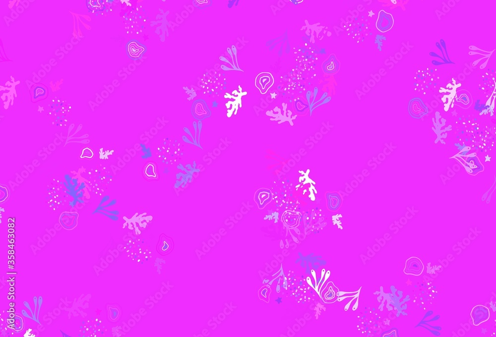 Light Purple, Pink vector backdrop with memphis shapes.