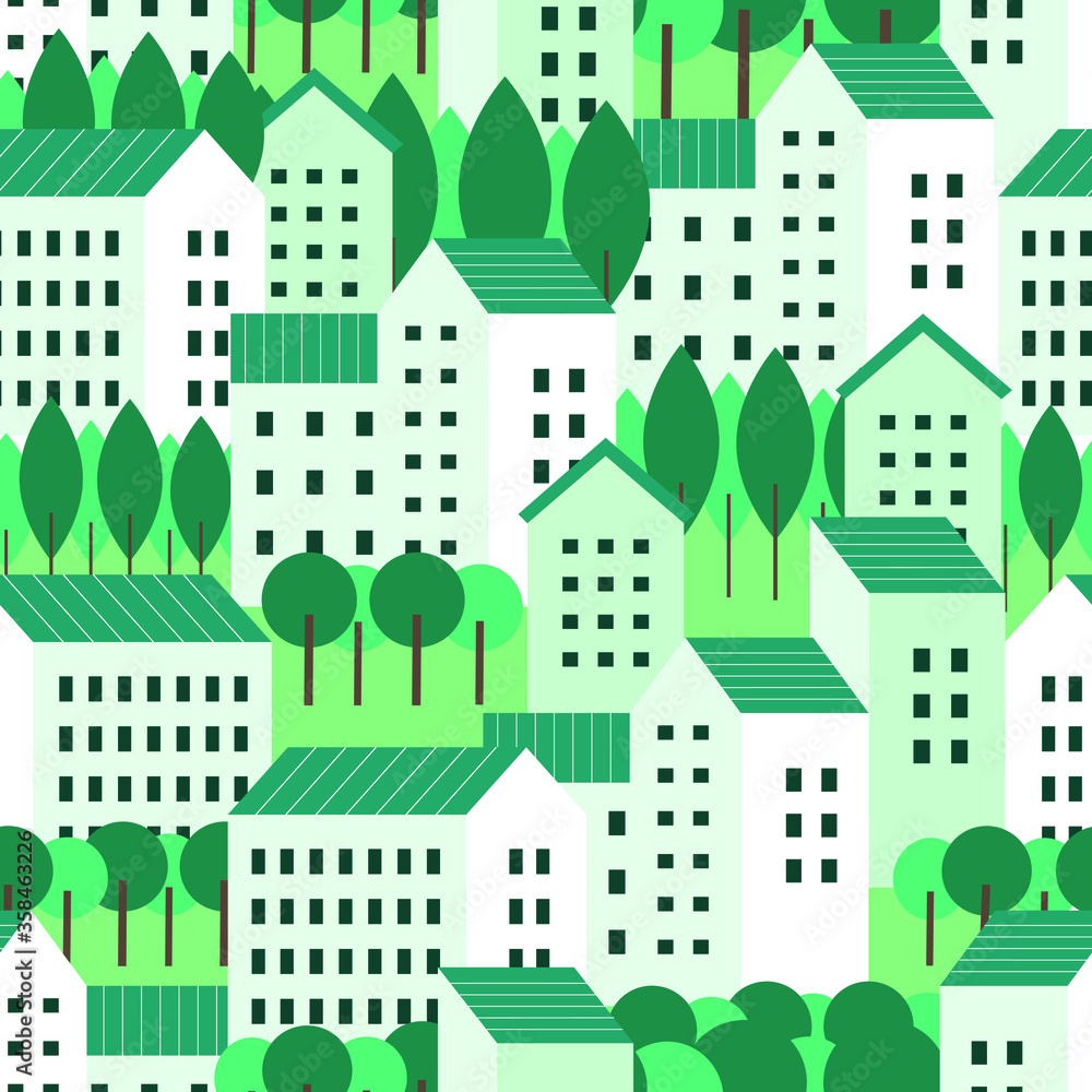 Cityscape architecture seamless pattern. Vector illustration.